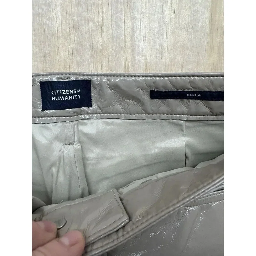 NWT Citizens Of Humanity Isola Cropped Boot‎ Recycled Leather Tan Jeans Size 25